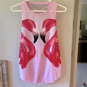 Chaser flamingo tank. Adorable with a criss cross white sports bra. Size M Pink